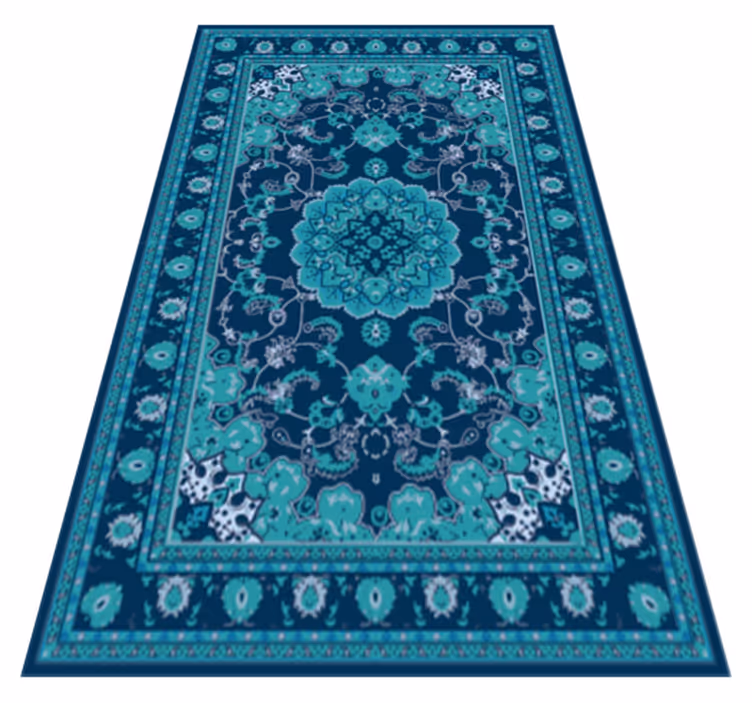 Teal Mandala Elegance mandala vinyl rug - TenStickers