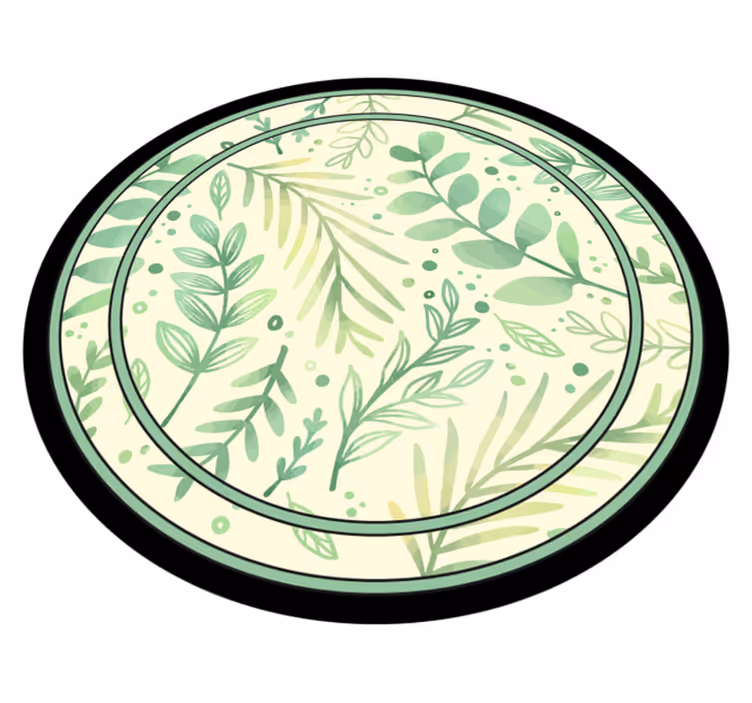 circle leaves floral vinyl rug - TenStickers