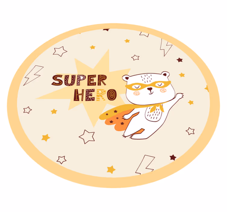 Adorable Bear Superhero kids vinyl rug - TenStickers