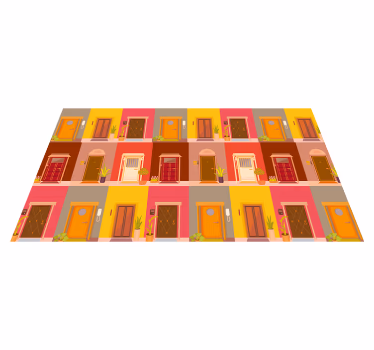 Colorful Doorway Pattern minimal vinyl rug - TenStickers