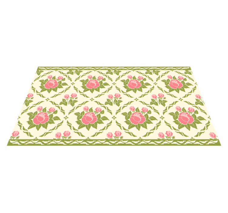 Blossom tile floral vinyl rug - TenStickers