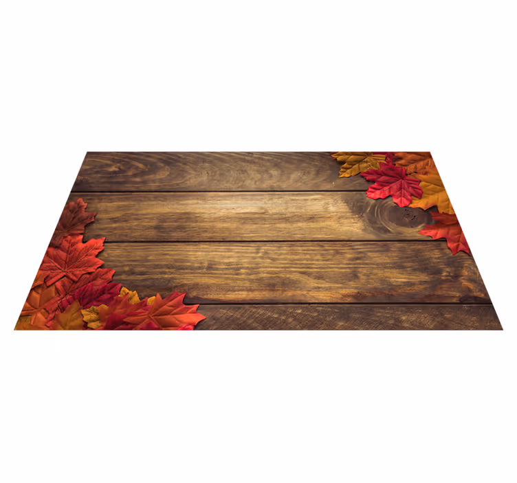 Wood with Autumn leaves vinyl flooring - TenStickers