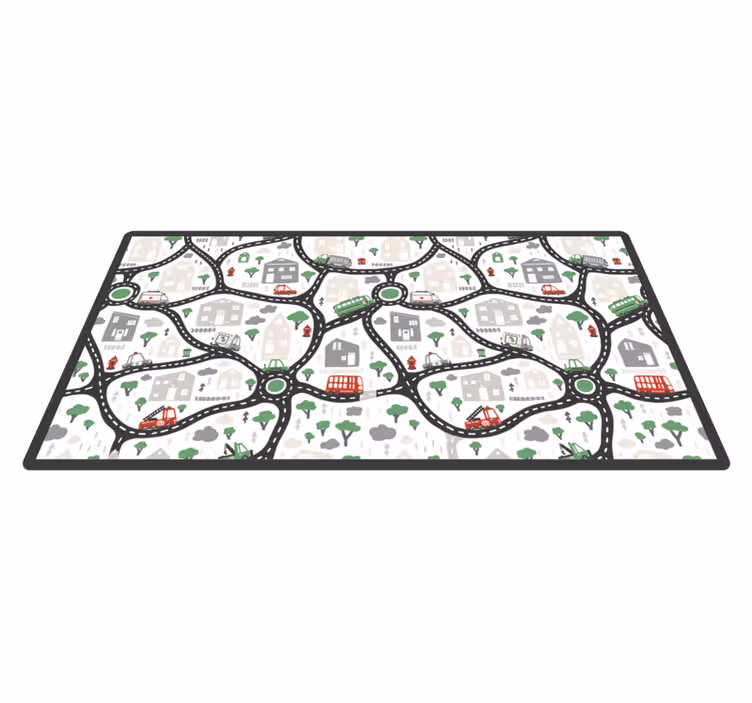 Children's vinyl rug city with highway road rug - TenStickers