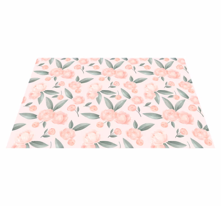 Pink flowers floral rug design - TenStickers