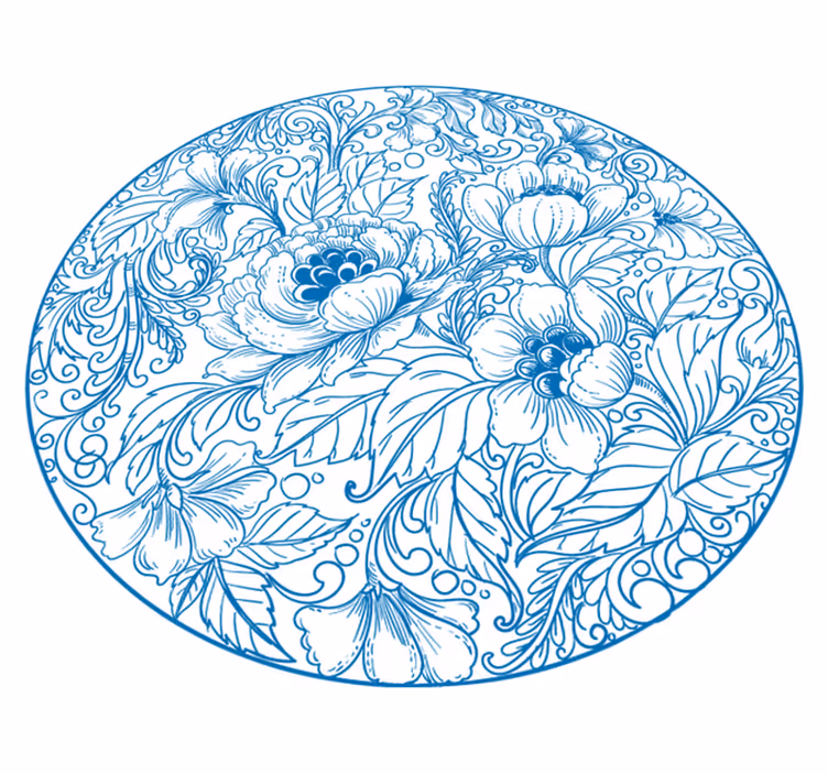 Blue ethnic flowers ethnic rug - TenStickers