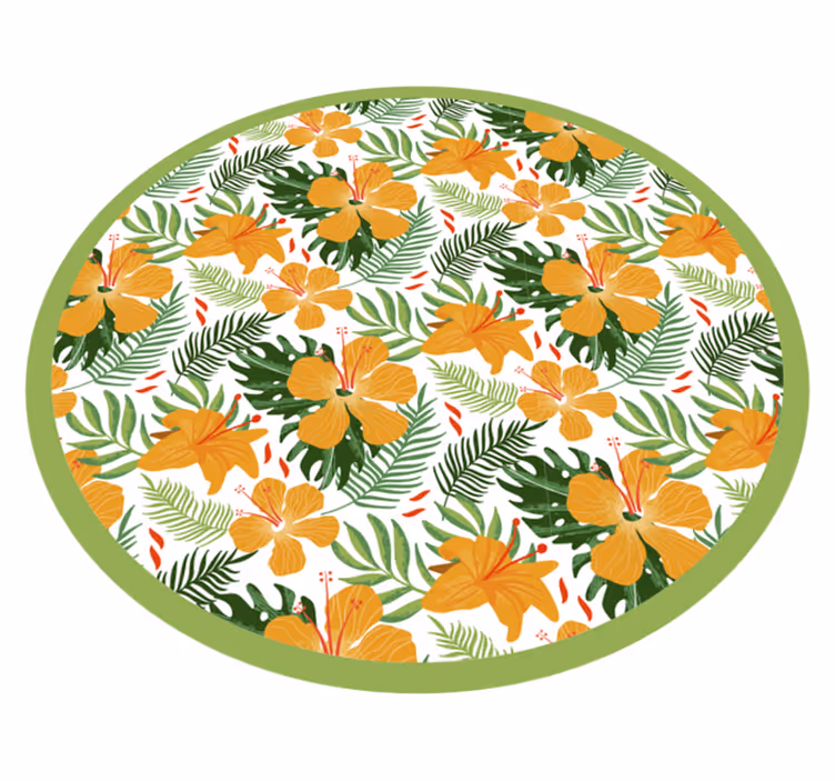 Tropical Floral Harmony floral vinyl rug - TenStickers