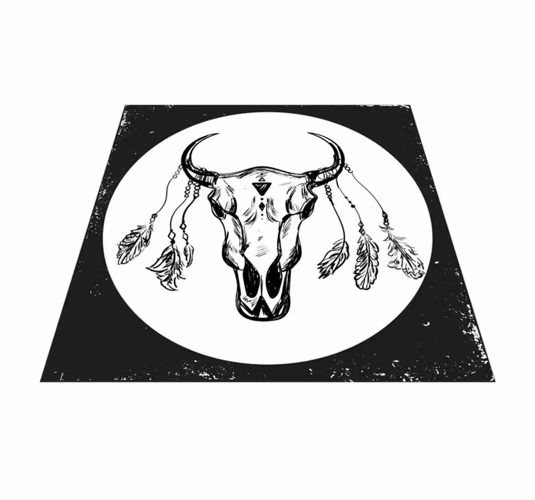 skull cow boho composition ethnic rug - TenStickers