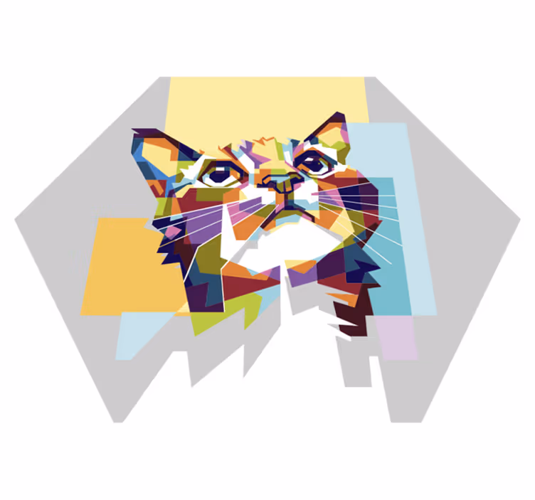 Geometric Cat geometric vinyl rug - TenStickers