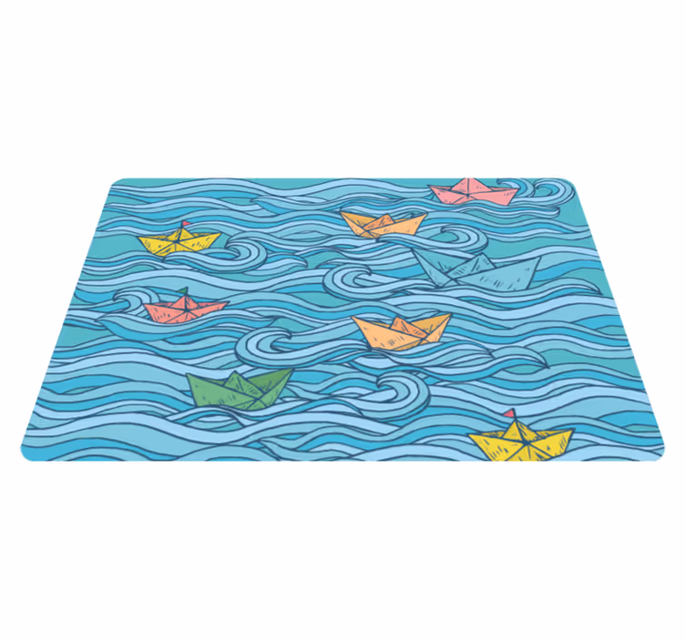 Sailing Paper Boats kids vinyl rug - TenStickers