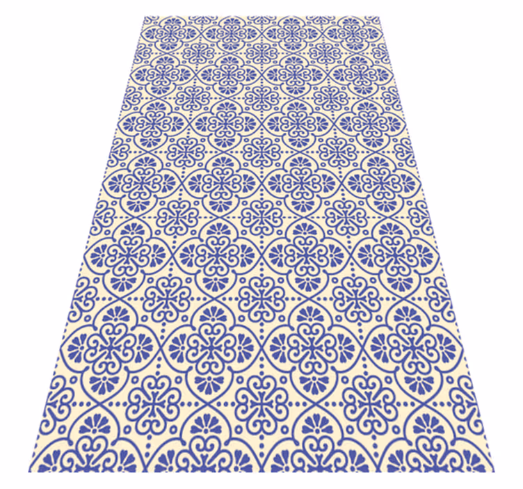 Blue floral Moroccan  ethnic rug - TenStickers