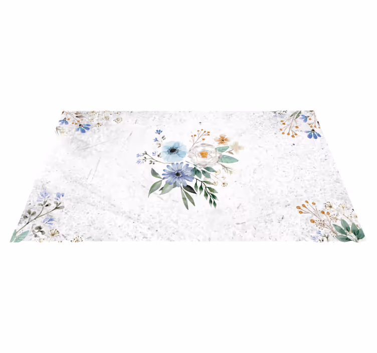 Retro flowers vinyl rug for kitchen - TenStickers