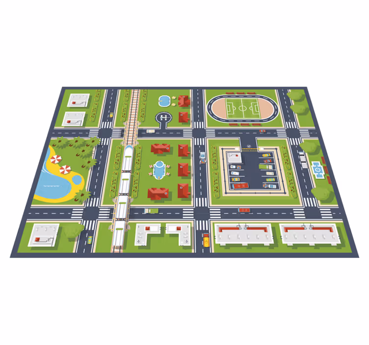 Children's vinyl rug city road rug - TenStickers