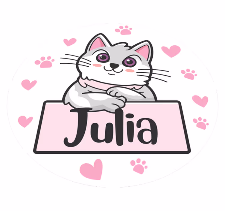 Children's customizable vinyl rug with cat - TenStickers
