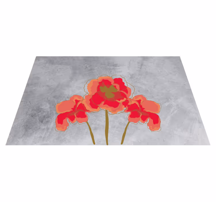 Painted Poppy floral vinyl rug - TenStickers