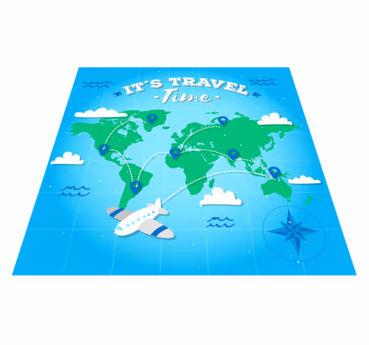 World Map Exploration world map vinyl rug - TenStickers