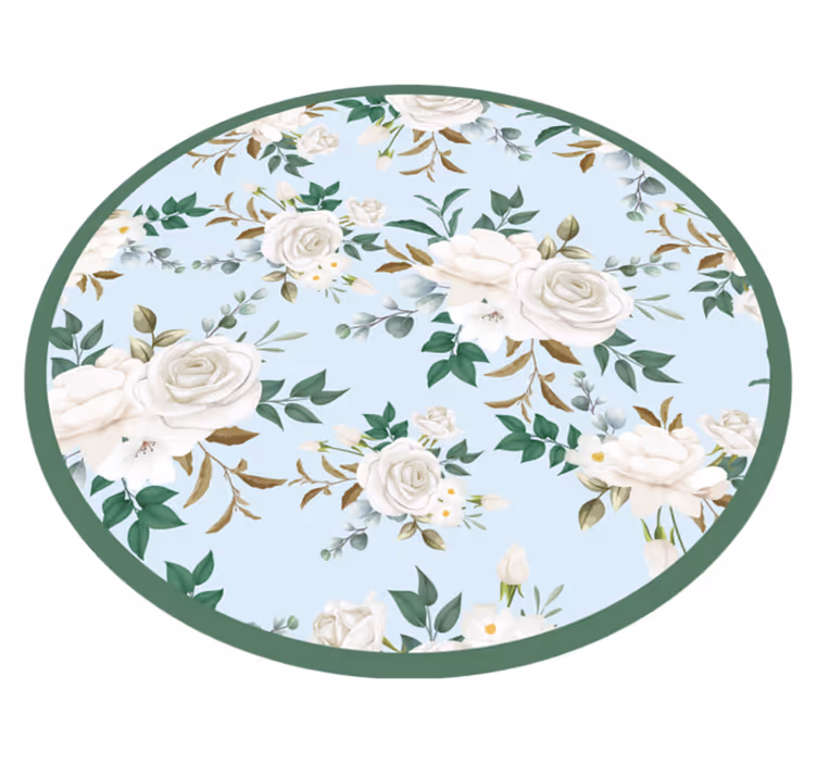 Floral Circular Composition floral vinyl rug - TenStickers