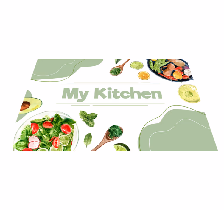 My kitchen houseware and food floor tiles - TenStickers