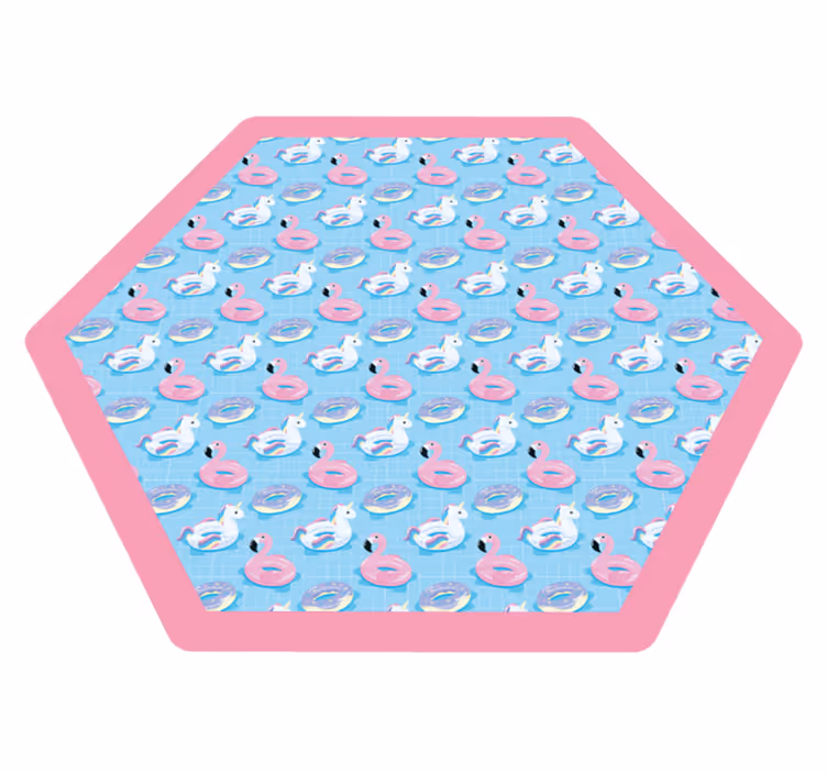 Playful Unicorn Hexagon kids vinyl rug - TenStickers
