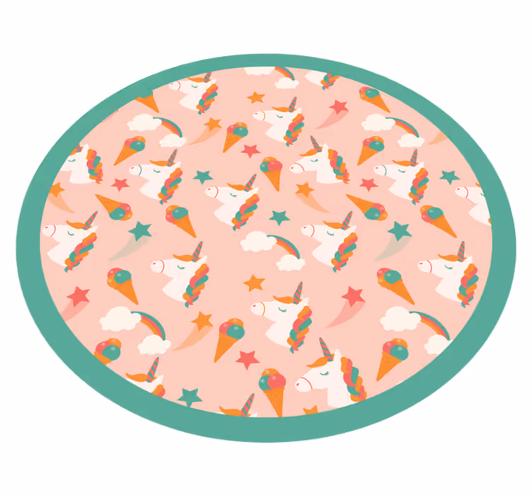 unicorn and ice creams pattern vinyl rug - TenStickers