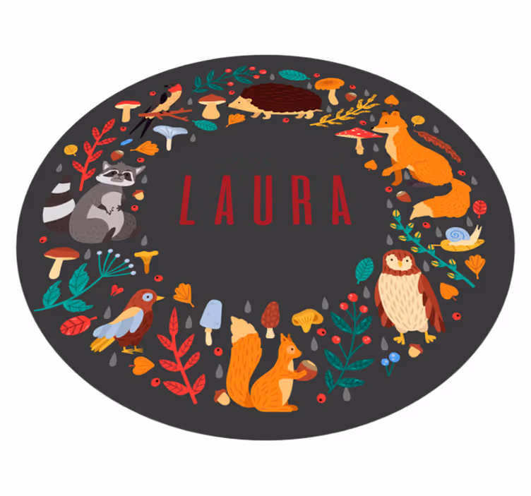 Personalized Woodland nursery vinyl rug - TenStickers