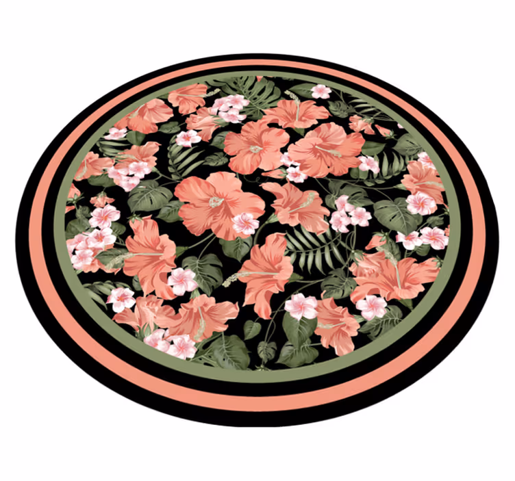 Floral Circular Motif floral vinyl rug - TenStickers