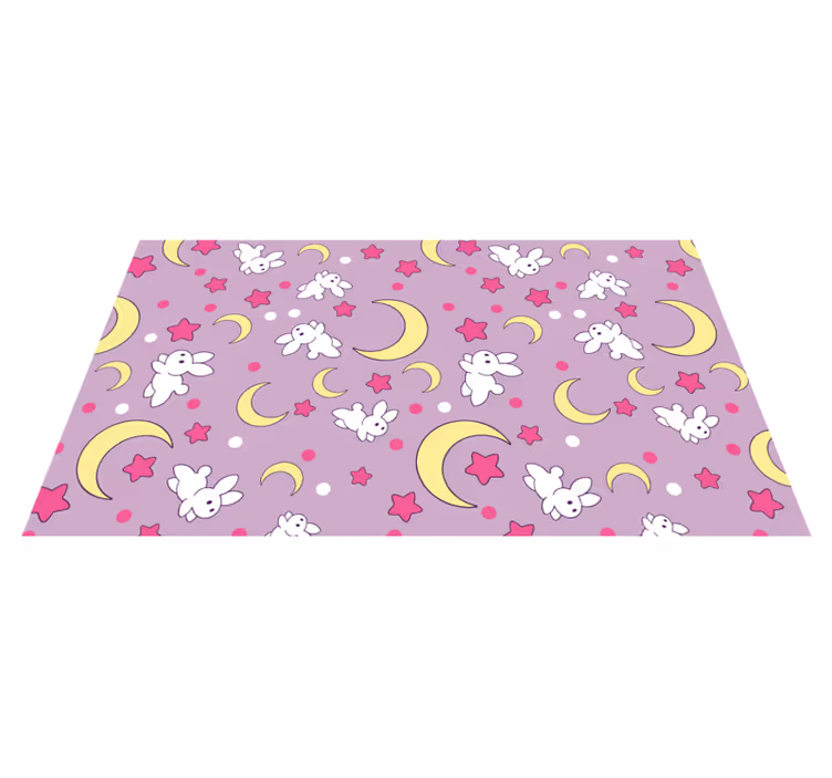 Bunny Nighttime Motif kids vinyl rug - TenStickers