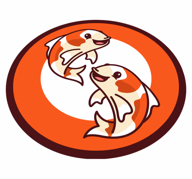 Playful Koi Circle animal vinyl rug - TenStickers
