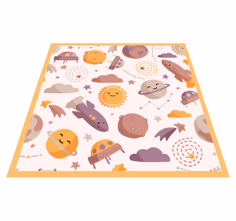 Smiling cartoon planets baby play mat - TenStickers