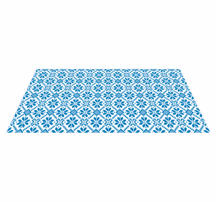 Blue and white floral mosaic mosaic floor tiles - TenStickers