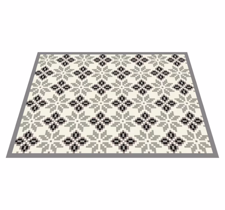 Monochrome Tile Pattern tile vinyl rug - TenStickers