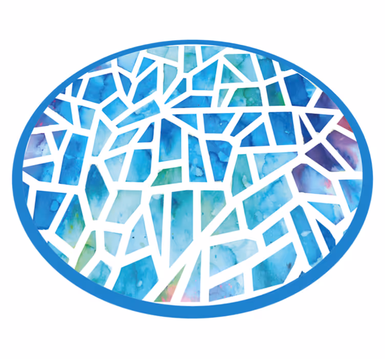 Watercolor Mosaic blue vinyl rug - TenStickers