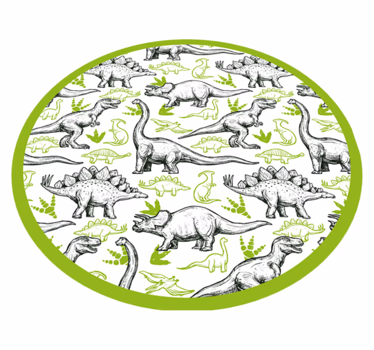 two colors doodle dinosaur print animal rug - TenStickers