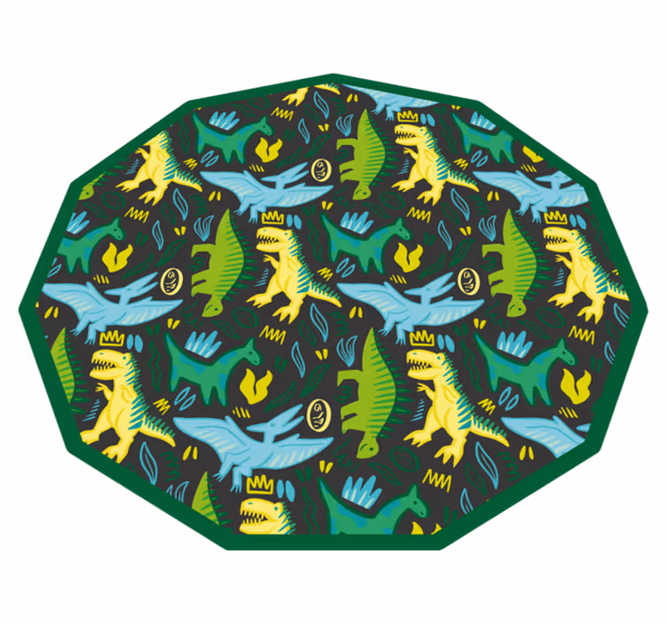 green dinosaurs pattern with prints animal rug - TenStickers