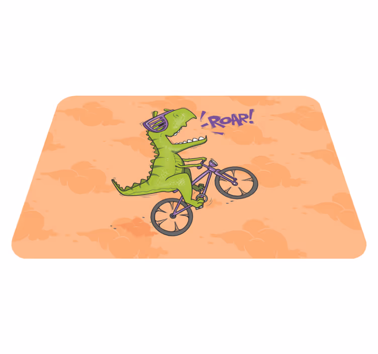 Biking Dinosaur Roar kids vinyl rug - TenStickers