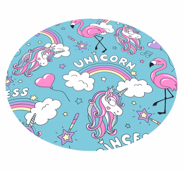 unicorn pattern with flamingo animal rug - TenStickers