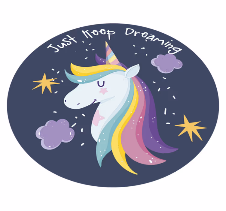 Just keep dreaming with unicorn kids vinyl rug - TenStickers