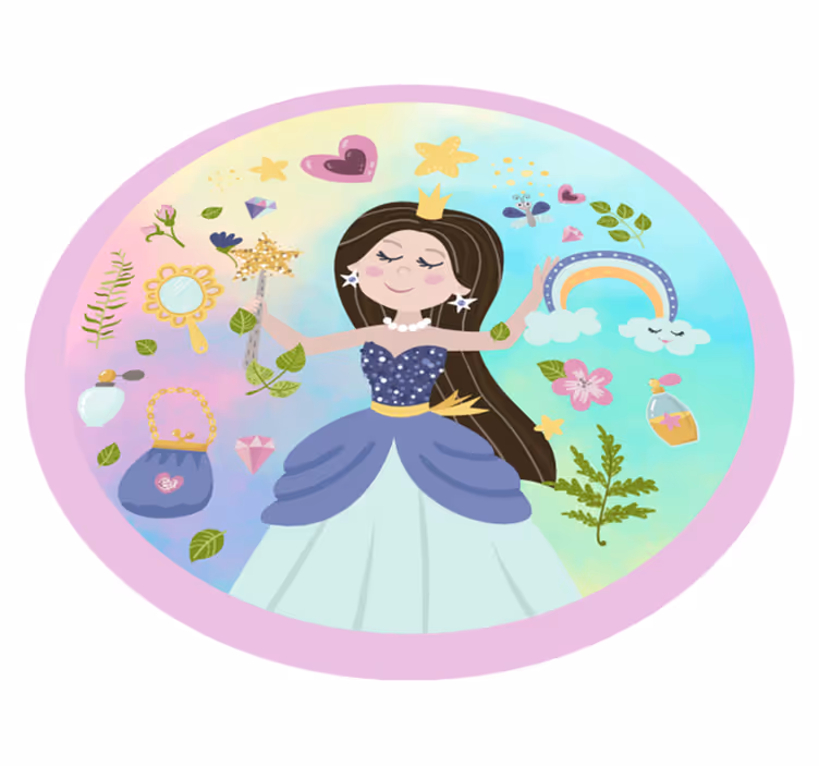 princess multicolor background kids vinyl rug - TenStickers
