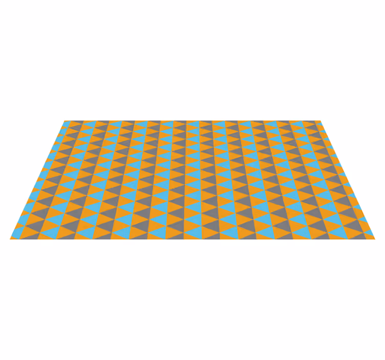 Orange, blue and grey triangles geometric rugs - TenStickers