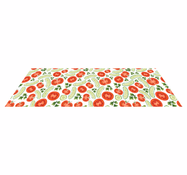 Green and Red Vegetable kitchen vinyl rug - TenStickers