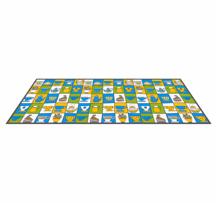 Afternoon Tea Tile kitchen vinyl rug - TenStickers