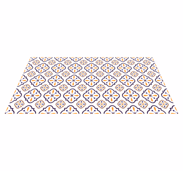 Floral Tile Replica kitchen vinyl rug - TenStickers