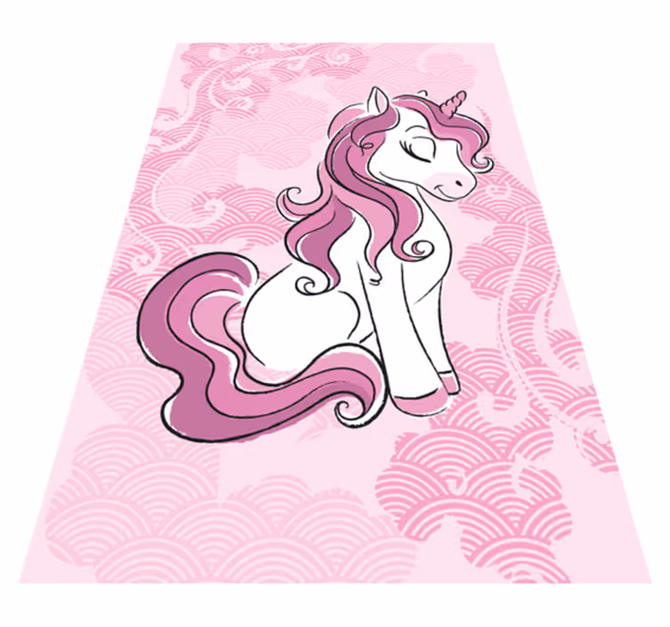 Unicorn jumping on clouds kids vinyl rug - TenStickers