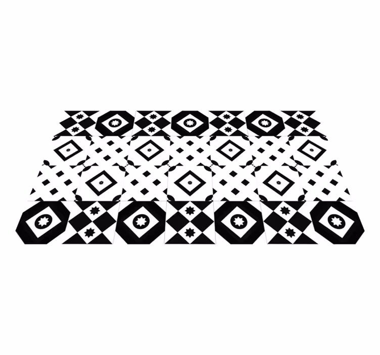 Patchwork black and white modern rug - TenStickers