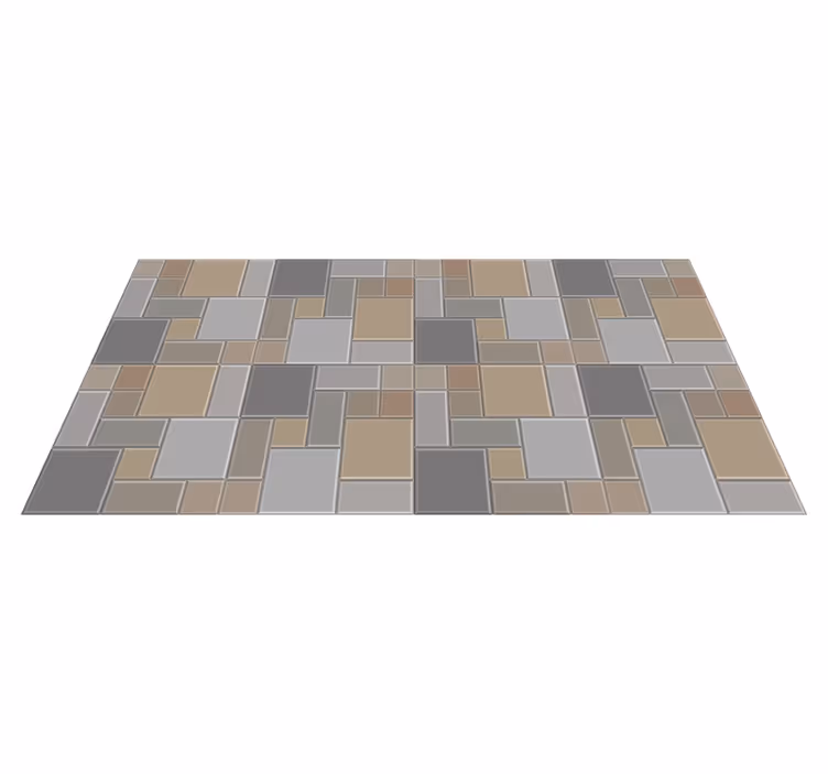 Relief gray tiles modern rug - TenStickers