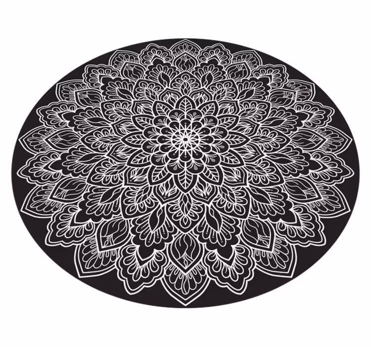 Black and white mandala mandala vinyl rug - TenStickers