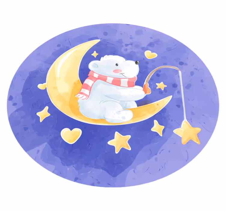 Moonlit Bear Cub nursery vinyl rug - TenStickers
