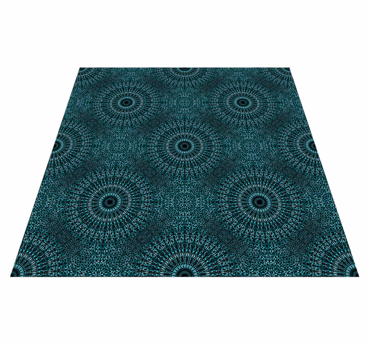 Teal pattern mandala vinyl rug - TenStickers