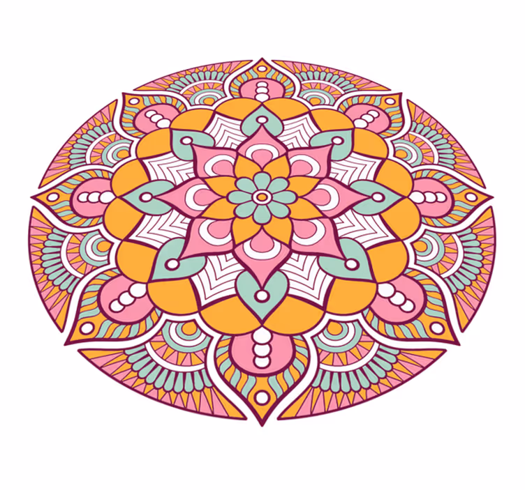 Lively Floral Concept mandala vinyl rug - TenStickers