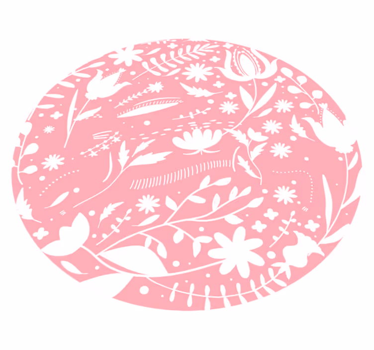 Pink Leaves and Flowers kids vinyl rug - TenStickers