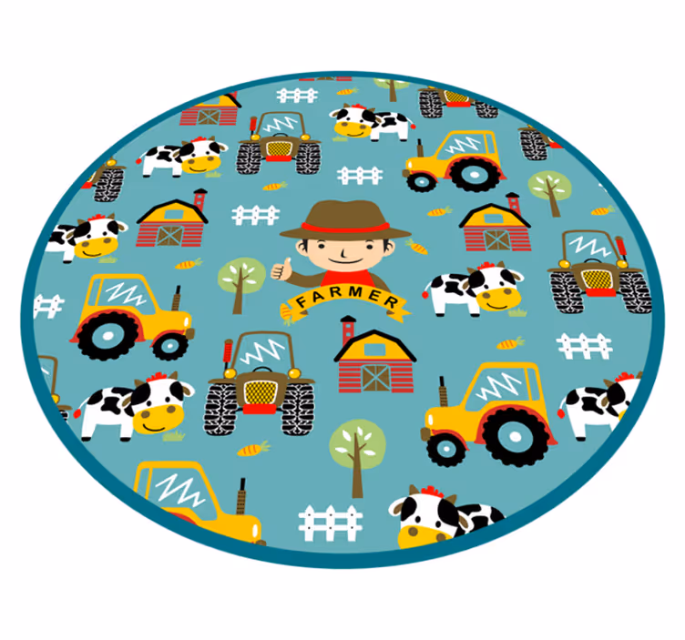 Farmer Fun Pattern kids vinyl rug - TenStickers